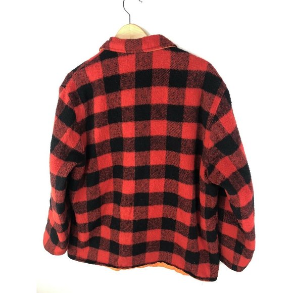 Vintage Hunting Jacket Mens XL Buffalo Plaid Reversible Warm Hipster Snap Button - Picture 4 of 6